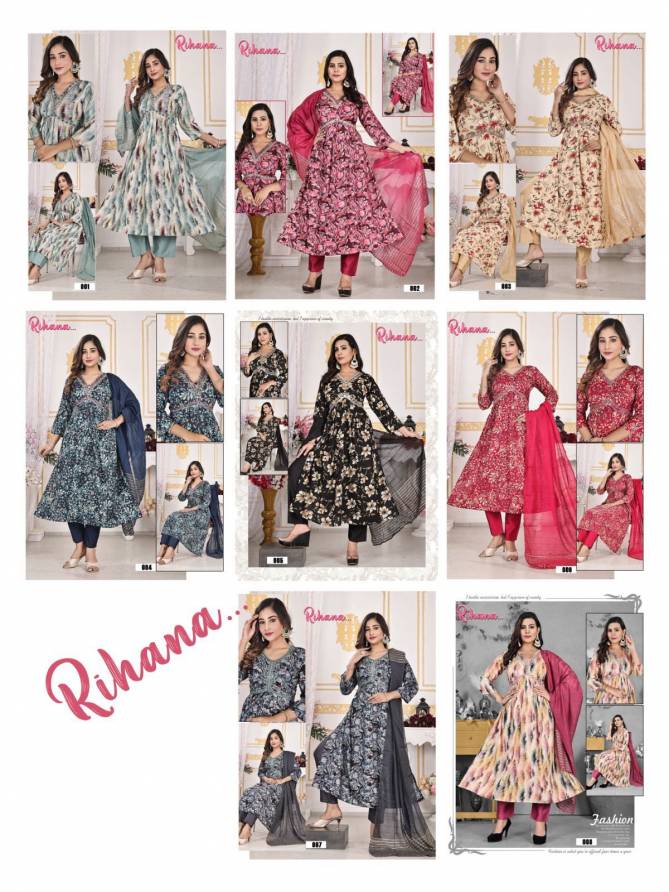 Rihana By Trendy Rayon Printed  Alia Cut Kurti With Bottom Dupatta Wholesale Market In Surat

